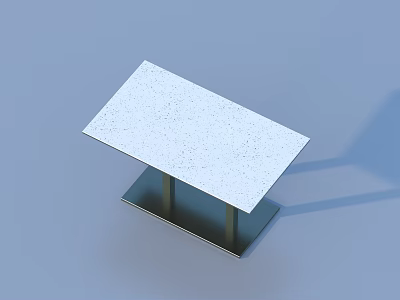 Modern Dining Table With White Speckled Tabletop And Metal Base 3d model