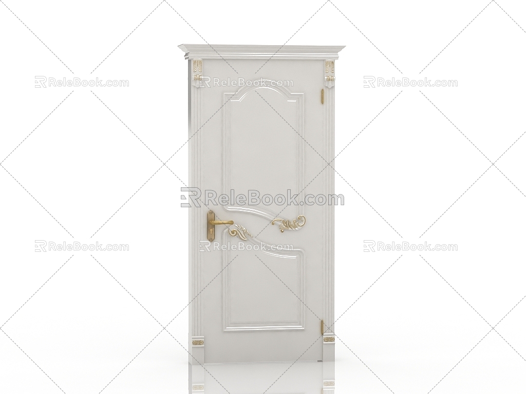 European-style wooden door 3d model