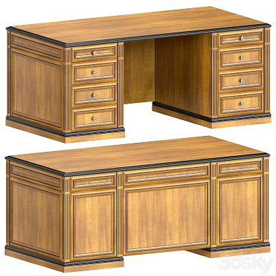 Spacious Wooden Office Desk With Drawers And Cabinet Doors For Storage Needs 3d model