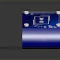 Modern Desktop Device With Blue Base Transparent Square Panel And Connected Cable