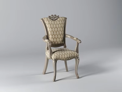 Vintage Design Leisure Chair With Armrest And Patterned Fabric Wooden Legs 3d model