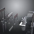 Electrical Substation Setup With Transformer Power Poles Insulators and Wires