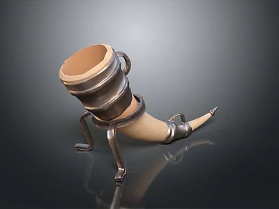 Decorative Horn Container With Metal Stand And Legs For Home Decor 3d model