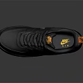 Black Nike Air Force 1 Shoes With Orange Accents Mesh Panels And AIR Logo