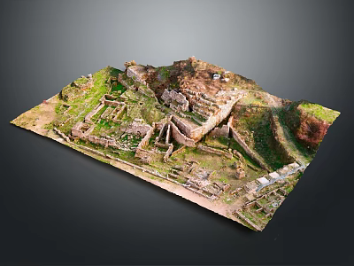 Detailed Ancient Ruins Model With Stone Structures Green Grass And Pathways 3d model