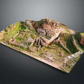 Detailed Ancient Ruins Model With Stone Structures Green Grass And Pathways 3d model