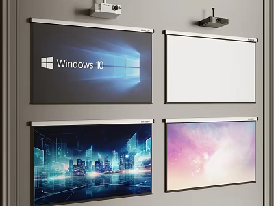 Projection Monitoring System With Multiple Wall Mounted Projectors And Diverse Display Screens 3d model