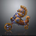 Children Rocking Horse Toy With Mechanical Gears And Blue Orange Design For Fun Safe Playtime
