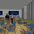 Modern Public Office Space Featuring Open Layout Multi Person Workstations And Glass Partitions