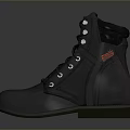 Black Leather High Top Boots With Laces And Metal Eyelets Design
