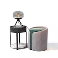 Modern Round Table Single Chair Corner Table Lamp 3d model