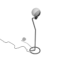 Modern Floor Lamp With Slim Black Pole Round Shade And Round Base Design