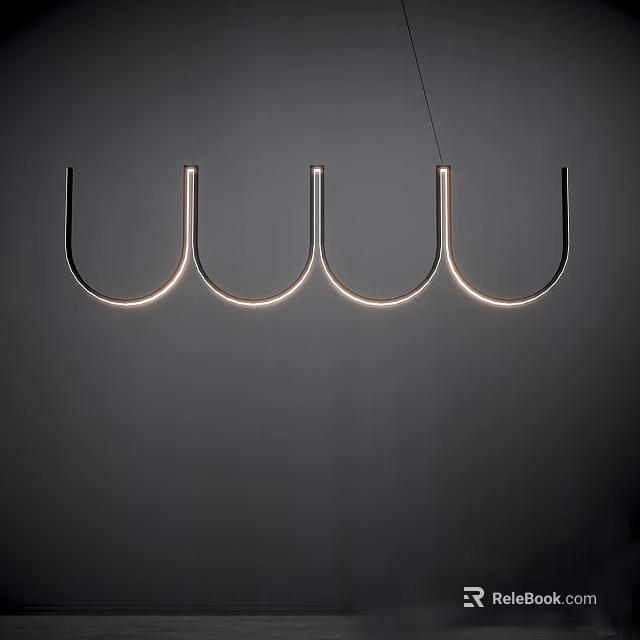 Illuminated U Shaped Inflatable Model Hanging In Modern Interior Design 3d model 