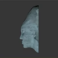 Shiny Blue Textured Human Face Mask Art Sculpture Design