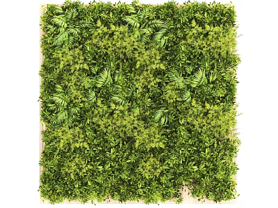 Green Plant Wall With Lush Natural Foliage For Indoor Home Office Design 3d model