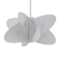 Modern White Petal Shaped Chandelier With Black Metal Frame And Soft Illumination