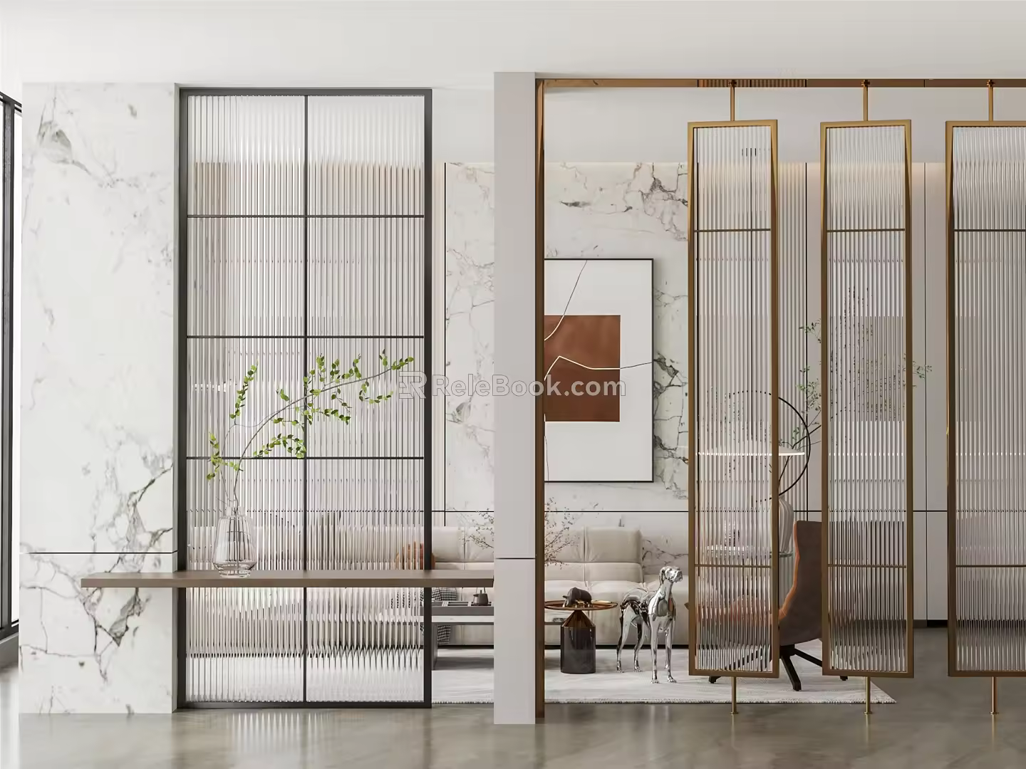 Modern partition Changhong glass partition screen 3d model