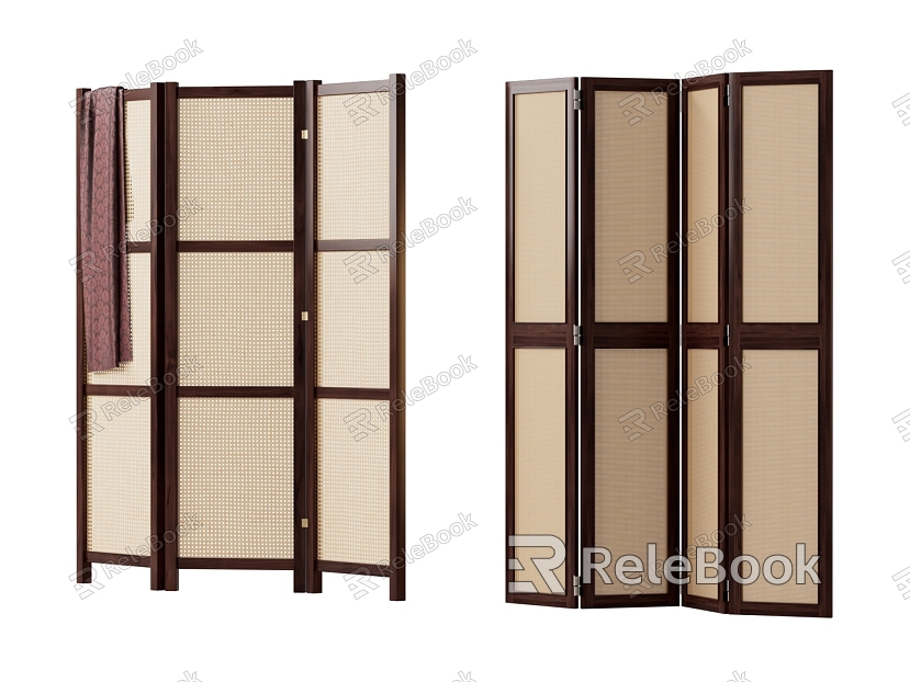 Middle Ancient Screen Solid Wood Screen Rattan Screen Activity Screen model