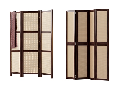 Middle Ancient Screen Solid Wood Screen Rattan Screen Activity Screen model