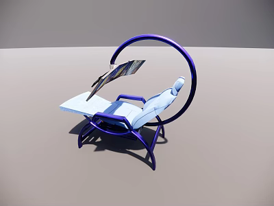 Stylish Modern Office Chair with Blue Frame White Seat and Purple Circular Base 3d model