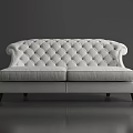 Contemporary White Two Seater Sofa With Tufted Back And Open Design 3d model