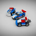 Electric Toys Building Block Cars in Blue White Red Small Racing Vehicles for Kids