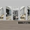 Various Shaped Wall Mounted Mirrors Reflecting Living Room Furniture In Modern Home