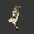 3D Anime Game and Movie Character with Reddish Brown Hair Futuristic Outfit Dynamic Pose