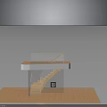 Modern Staircase Interior Design with Wooden Steps Glass Railing and White Platform