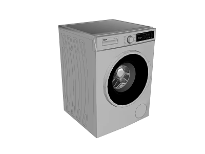 Front Loading Silver Gray Washing Machine With Modern Control Panel And Round Door 3d model