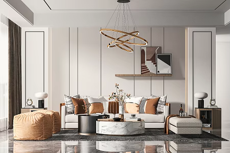 Light Luxury Living Room Multi-person Sofa Leisure Chair 3d model