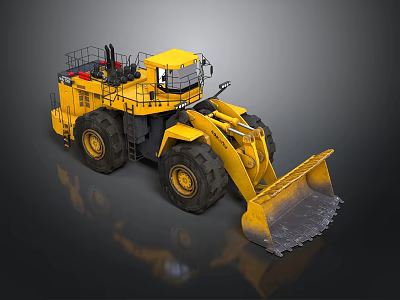 Yellow Heavy Duty Construction Utility Loader With Spacious Cab Large Bucket And Tires 3d model