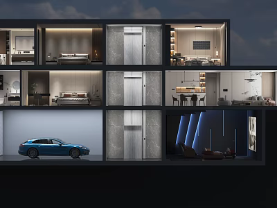 Modern Single Family House With Multiple Bedrooms Living Room Kitchen And Garage 3d model