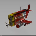 Vintage Red Aerospace Airplane Model With NYJ Design And Decorative Details