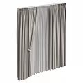 Elegant Gray Modern Curtains With Soft Fabric Drape And Tieback Design 3d model
