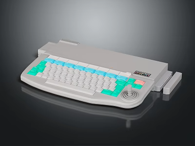 BAKKAKI Ergonomic Keyboard With Colorful Green Blue Keys And Additional Side Components 3d model