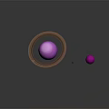 Purple Planets With Rings And Small Blue Celestial Body In Space Background