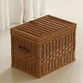 Brown Woven Wicker Storage Basket with Lid for Home Organization