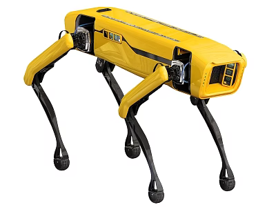 Yellow Four Legged Smart Machine For Industrial Inspection And Mobile Operations 3d model