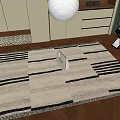 Modern Square Rug with Black White Geometric Patterns in Living Room Interior