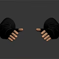 Pair Of Hands Wearing Black Long Gloves Covering Wrist To Fingers On Dark Background