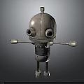 Metallic Robot Character Design With Round Eyes Extended Arms And Legs Structure