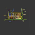 Aerial View of Industrial Factory Complex With Neatly Arranged Buildings Greenery Roads and Vehicles