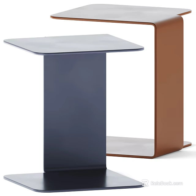 Modern Two Tone Side Table With Sleek Metal Frame And Smooth Top Surface 3d model