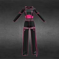 Kids Fashion Outfit With Black Pink Suspenders And Long Pants Design