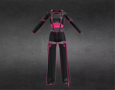 Modern clothes tech clothes girl 3d model Modern clothes tech clothes girl 3d model