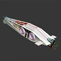 Futuristic White Streamlined Vehicle Featuring Circular Elements Blue Lights And Side Patterns 3d model