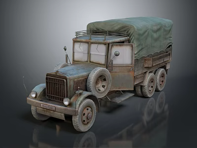 Vintage Military Truck With Canvas Covered Cargo Bed And Rustic Design 3d model
