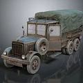 Vintage Military Truck With Canvas Covered Cargo Bed And Rustic Design