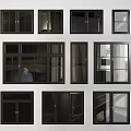 Modern Casement Windows With Black Frames And Various Design Styles For Home Use 3d model